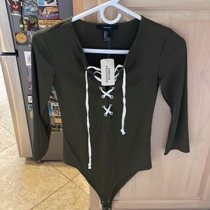 Forever 21 Olive Green Knit Bodysuit